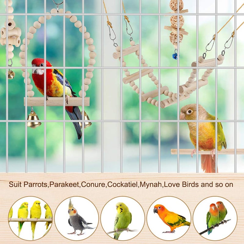 lovyoCoCo Bird Parrot Swing Toys, Chewing Standing Hanging Perch Hammock Climbing Ladder Bird Cage Toys for Budgerigar, Parakeet, Conure, Cockatiel, Mynah, Love Birds, Finches and Other Small to Medium Birds - Image 3